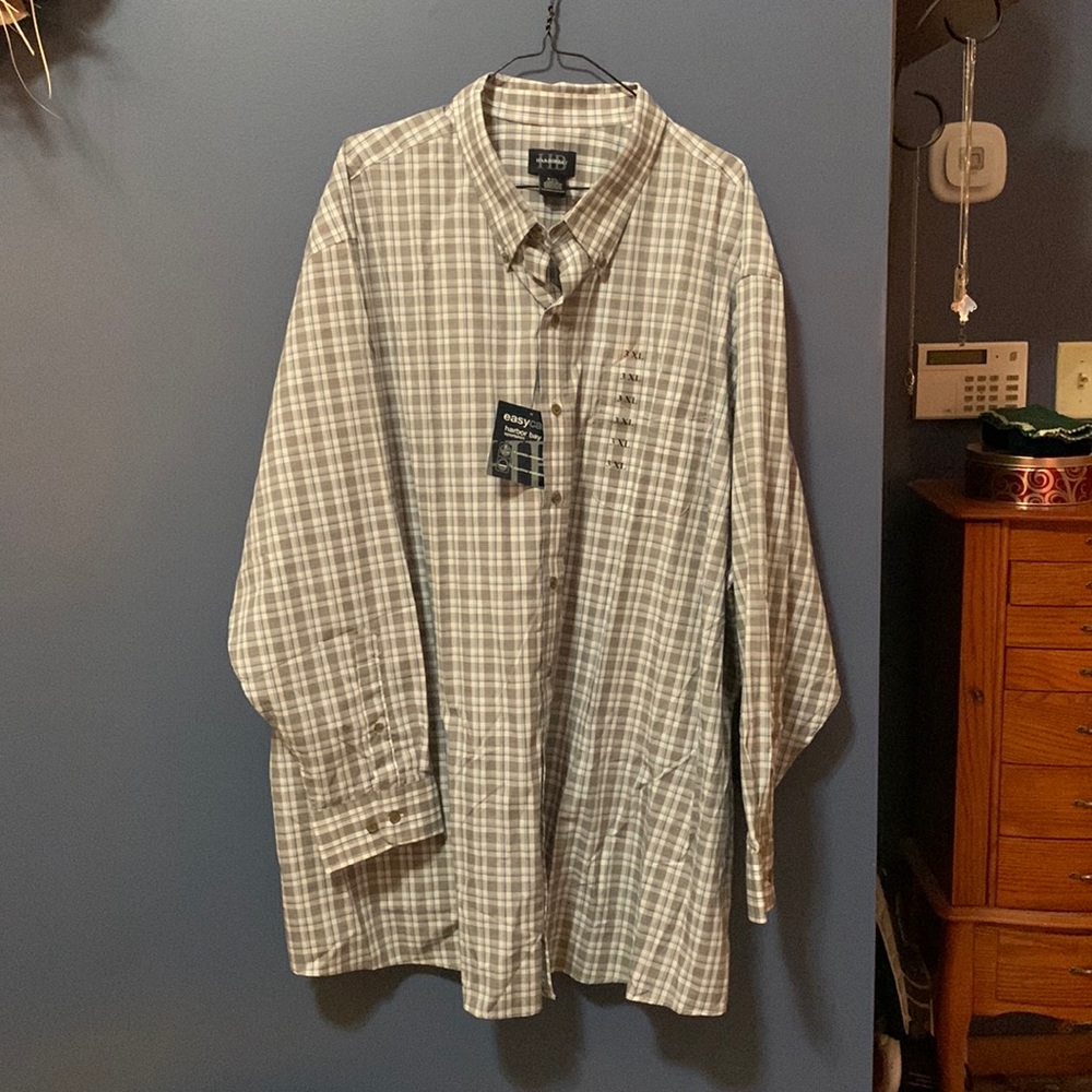 Gray and blue button up